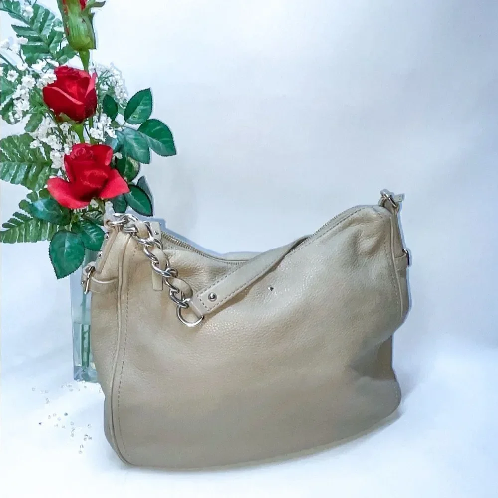Kate Spade Leather Hobo Bag Gray Large
